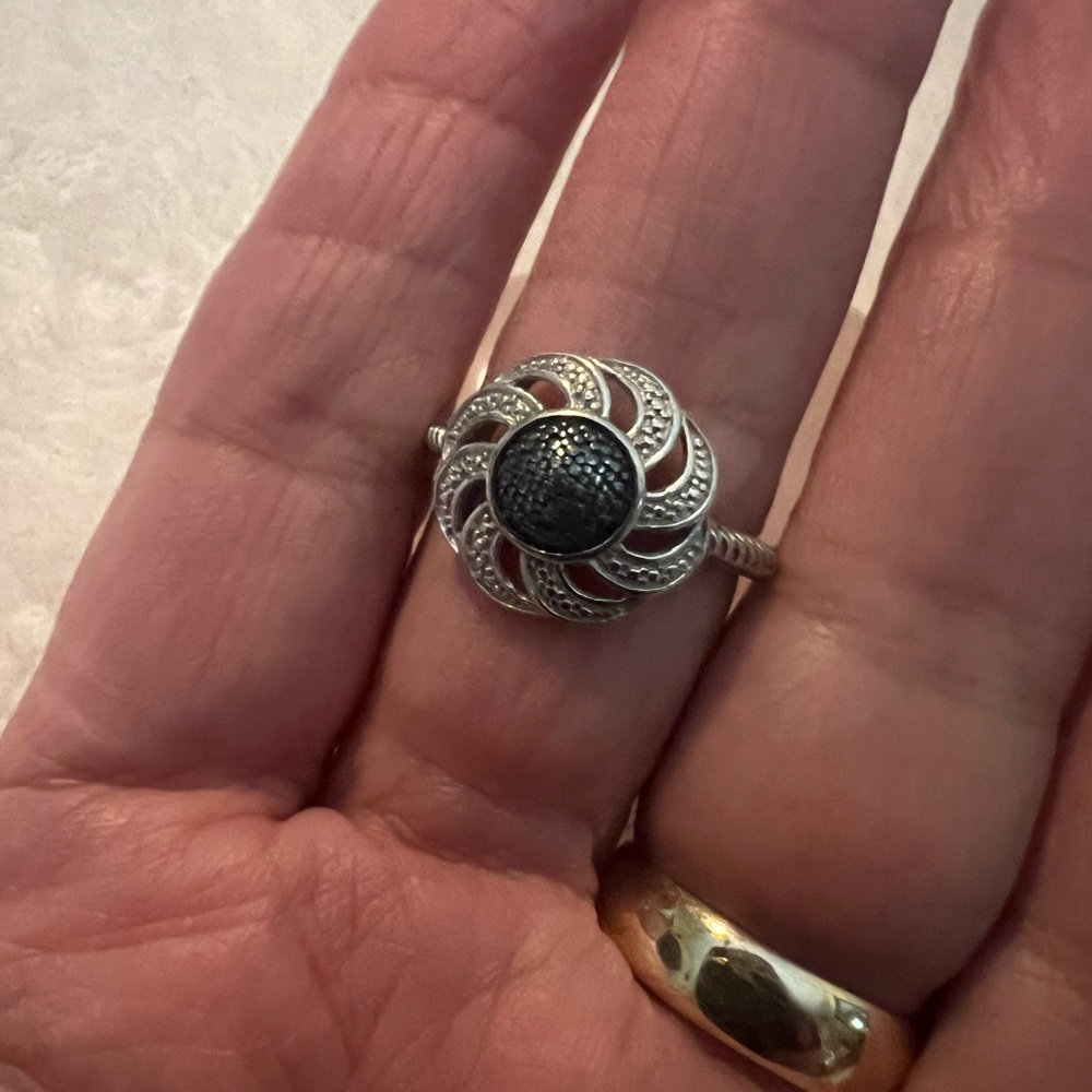 Blue Diamond Chuck Clemency STS Sterling Silver .925 Pave Ring - Picture 2 of 7